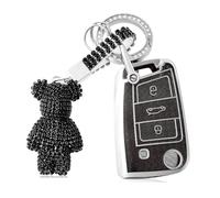 RORVECQ Para Seat Para Ateca Para Leon Funda de TPU Blando para Llave de Coche Protectora Carcasa Llavero Accesorios(NEGRO,Model 1)