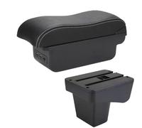 RORVECQ Para Suzuki Para Vitara Caja De Brazo Auto Superficie Curva Cuero Caja De Almacenamiento Auto Interior(B3 Negro blanco 3USB)