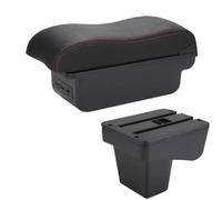 RORVECQ Para Suzuki Para Vitara Caja De Brazo Auto Superficie Curva Cuero Caja De Almacenamiento Auto Interior(B1 Negro rojo 3USB)
