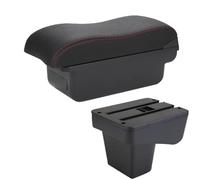 RORVECQ Para Suzuki Para Vitara Caja De Brazo Auto Superficie Curva Cuero Caja De Almacenamiento Auto Interior(C1 Negro rojo SIN USB)