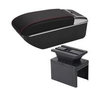 RORVECQ Para Universal Caja Apoyabrazos Central Para Modelo Universal Almacenamiento Auto Accesorios Auto Pieza Renovación(Negro rojo Sin USB)