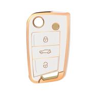 RORVECQ Para VW Para Golf 7 Para Variant Para Polo Para Tiguan Para Cupra Para Skoda Para Octavia Funda Protectora Suave TPU Llave Coche(White gold)