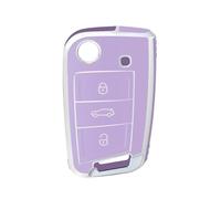 RORVECQ Para VW Para Golf 7 Para Variant Para Polo Para Tiguan Para Cupra Para Skoda Para Octavia Funda Protectora Suave TPU Llave Coche(Purple silver)