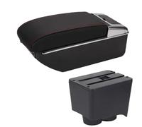 RORVECQ Para VW Para Polo Para Polo 9N 3 Caja De Reposabrazos De Coche 2002-2009 Piezas De Retroadaptación Caja De Almacenamiento Accesorios Interiores De Coche(B1 Negro rojo 7USB)