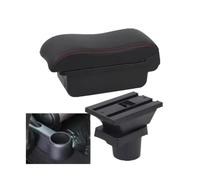 RORVECQ Para VW UP Caja De Apoyabrazos Para S&koda Para Citigo Para Seat Mii Consola De Apoyabrazos De Coche Caja De Almacenamiento Accesorios De Coche Retrofit(A1 Negro rojo SIN USB)