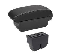 RORVECQ Reposabrazos Para F&ord Para Fiesta MK6 7 Compartimento Central Con Portavasos E Interfaz USB(B3 Negro blanco 3USB)