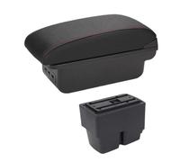 RORVECQ Reposabrazos Para F&ord Para Fiesta MK6 7 Compartimento Central Con Portavasos E Interfaz USB(B1 Negro rojo 3USB)