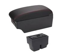 RORVECQ Reposabrazos Para F&ord Para Fiesta MK6 7 Compartimento Central Con Portavasos E Interfaz USB(C1 línea roja 7USB)