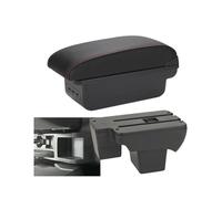 RORVECQ Reposabrazos Para VW Para Polo 2020 2021 2022 2023 2024 Caja De Almacenamiento Para Accesorios De Coche(B1 Negro rojo 3USB)