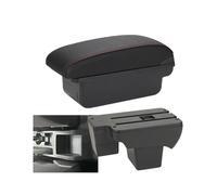 RORVECQ Reposabrazos Para VW Para Polo 2020 2021 2022 2023 2024 Caja De Almacenamiento Para Accesorios De Coche(C1 Negro rojo SIN USB)