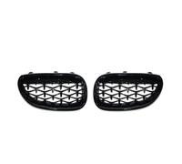 RORVECQ Un Par Parrilla Carreras Coche Riñón Diamante Para E60 E61 550i 535i M5 2004-2009 Parrillas Paragolpes Delantero Estilo Meteoro(Negro brillante)