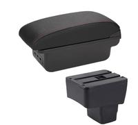 RORVECQ Versión Skyactiv Reposabrazos De Coche Caja De Almacenamiento Accesorios Coche Para Mazda CX-3 Reposabrazos Retrofit Para Mazda 2(B1 Negro rojo 3USB)