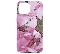 Rosa adelfa Rose Laurel Negro Contorno Arte Carcasa para iPhone 15