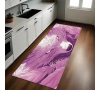 Rosa Alfombra de Cocina 60 x 180 cm Lobo de Dibujos Animados Antideslizante y Lavable, Camino Multiusos Resistente al Desgaste, Antimanchas, Ideal para Bajo Fregadero y Fogones