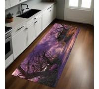 Rosa Alfombra de Cocina Caminos Rurales de cerezos en Flor 50 x 140 cm Antideslizante Alfombrilla Rectangular de Microfibra de Diseño Moderno