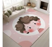 Rosa Alfombra Mullida Niños Personajes de Dibujos Animados Alfombras Lindo Divertido Humorístico Colorido Animado No sueltan pelo Alfombras 120 x 170 cm for Habitación Infantil Habitación Niñas