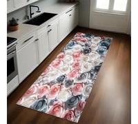 Rosa Alfombras y Tapetes de Cocina Muro de Rosas con Flores 40 x 120 cm Antideslizantes y Lavables para Cocina, Pasillo, Salón y Dormitorio