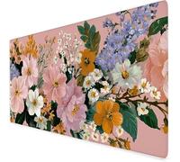 Rosa Alfombrilla ratón XXL, 1200x600x3mm Flor Alfombrilla Escritorio Extendida con Bordes Cosidos, Antideslizante E Impermeable Mouse Pad Aply a Oficina Y Hogar, Regalos Originales para Hombre A193