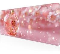 Rosa Alfombrilla Ratón XXL 90 x 40 cm, Mouse Pad Fruta Alfombrilla Ratón Gaming con Superficie Suave y Base de Goma Antideslizante, Gaming Mousepad Mejora La Precisión y La Velocidad PjY5835 1-1