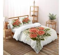 Rosa Aliento Funda De Edrojoón 3 Piezas 3D Impresa Elegant Garden Blooms con 2 Fundas De Almohada Super King（260x220cm） 100% Microfibra Ropa De Cama para Niñosy Hombres