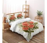 Rosa Aliento Funda Edrojoon 3 Piezas con Impresión En 3D Elegant Garden Blooms con Cremallera Y Funda De Almohada Double（200x200cm） Microfibra Ropa De Cama para Adultos Y Niñas