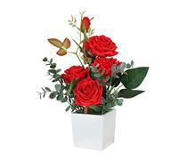 Rosa Artificial con Maceta Decoración del Hogar Versátil Hermosa Tela de Seda Amarillo Blanco Rosa 4x4x10.2in Ideal para Personas Que Desean Disfrutar de la Naturaleza (306.00)