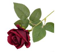 Rosa artificial de terciopelo con un solo tallo de 51 cm, decoración floral realista para boda, ceremonia, fiesta, hogar u oficina, exhibición en seis colores, incluyendo rojo brillante, azul, rojo