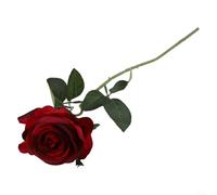Rosa artificial individual para sala de estar, dormitorio, boda, fiesta, decoración, material de diseño realista que mantiene la integridad visual con el tiempo (rojo vino)