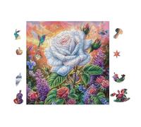 Rosa Blanca Rompecabezas 100 Piezas Cartón Grueso para Coleccionistas Noches De Cita Mejora Concentración Ocio En Casa Regalo Reyes Magos 28x28cm