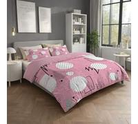 Rosa Blanco Minimalista Vintage Elegante Lunares 200 x 200 cm Microfibra Juego de Funda Edredón Duradero de fácil Cuidado Lavable A Máquina Juego de Cama Ropa de Cama para Adolescente