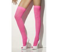 Rosa Brillante Medias con Liga Calcetines Mujer Neón 80s Disfraz Accesorio Talla