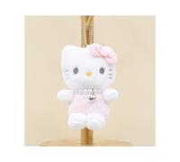 (Rosa claro KT) Llavero de peluche azul suave de Hello Kitty de 13 cm, lindo accesorio de mochila de gato