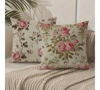 Rosa Cojines Exterior Flor Fundas Cojines 60x60 2 Piezas Terciopelo Impermeable Fundas Almohadas Sofa Impresión de Doble Cara, Patio Jardín Terraza Salón Interior/Exterior Decor, Regalos 1B-627