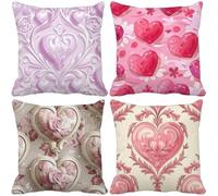 Rosa Cojines Exterior Impermeable Suave Fundas de Cojines 45x45 Juego de 4 Amar Cushion Covers con Cremallera Oculta para Salón, Dormitorio, Jardín, Patio, Balcón, Banco, Decorativos Regalo 6705w