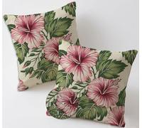 Rosa Cojines Exterior Jardin Juego de 2 Funda Cojin 60x60 cm Flores Cojin Exterior Cuadrado Decorativas Outdoor Cushions Impermeable Lino Fundas Cojines Sofa para Exterior Garden Chair Decor C-270
