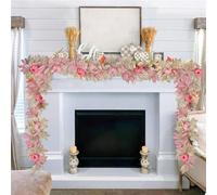 Rosa Colored Pumpkin Caso Garland, hoja de arce artificial Vines para colgar Garland Table Centerpiece,Thanksgiving Fall Mantle Fireplace Decor for Home Porch Outdoor Halloween (1)