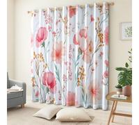 Rosa Cortinas Opacas 117 x 137 cm Las Flores De Primavera Son Elegantes - Cortinas de Tela Gruesa y Suave, Aislantes Térmicas para Salón, Oficina o Habitación, 2 Piezas