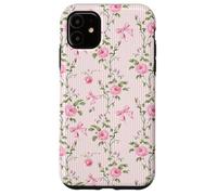 Rosa Cottagecore Rosas y lazos en rayas vintage Carcasa para iPhone 11