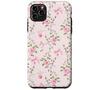 Rosa Cottagecore Rosas y lazos en rayas vintage Carcasa para iPhone 11 Pro Max