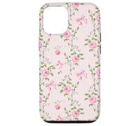 Rosa Cottagecore Rosas y lazos en rayas vintage Carcasa para iPhone 12/12 Pro