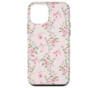Rosa Cottagecore Rosas y lazos en rayas vintage Carcasa para iPhone 12 mini