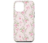 Rosa Cottagecore Rosas y lazos en rayas vintage Carcasa para iPhone 12 Pro Max
