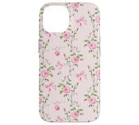 Rosa Cottagecore Rosas y lazos en rayas vintage Carcasa para iPhone 14