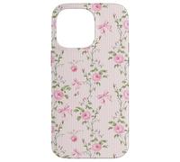 Rosa Cottagecore Rosas y lazos en rayas vintage Carcasa para iPhone 14 Pro Max