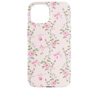 Rosa Cottagecore Rosas y lazos en rayas vintage Carcasa para iPhone 15