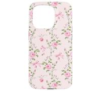 Rosa Cottagecore Rosas y lazos en rayas vintage Carcasa para iPhone 15 Pro