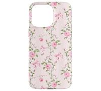 Rosa Cottagecore Rosas y lazos en rayas vintage Carcasa para iPhone 15 Pro Max