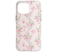 Rosa Cottagecore Rosas y lazos en rayas vintage Carcasa para iPhone 16 Pro Max