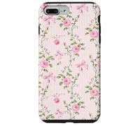Rosa Cottagecore Rosas y lazos en rayas vintage Carcasa para iPhone 7 Plus/8 Plus