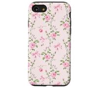 Rosa Cottagecore Rosas y lazos en rayas vintage Carcasa para iPhone SE (2020) / 7 / 8